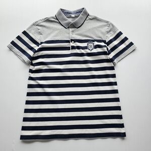 Mens Striped Gray, Navy & White Polo Shirt